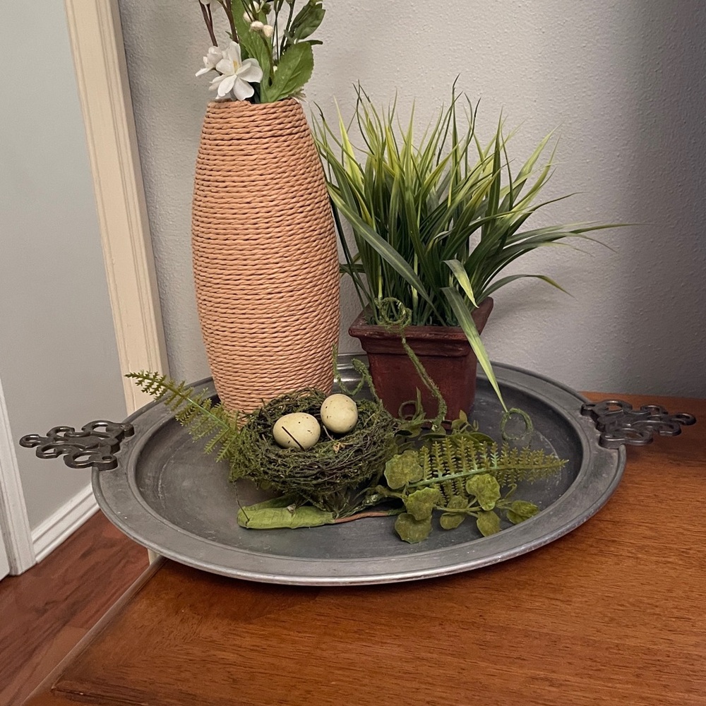 Vintage Pfaltzgraff Pewter Tray Decorating Plate or Tray